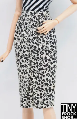 12" Fashion Doll Vintage Black and White Pencil Skirt