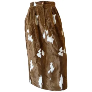 1990s Faux Cowhide Fuzzy Pencil Skirt