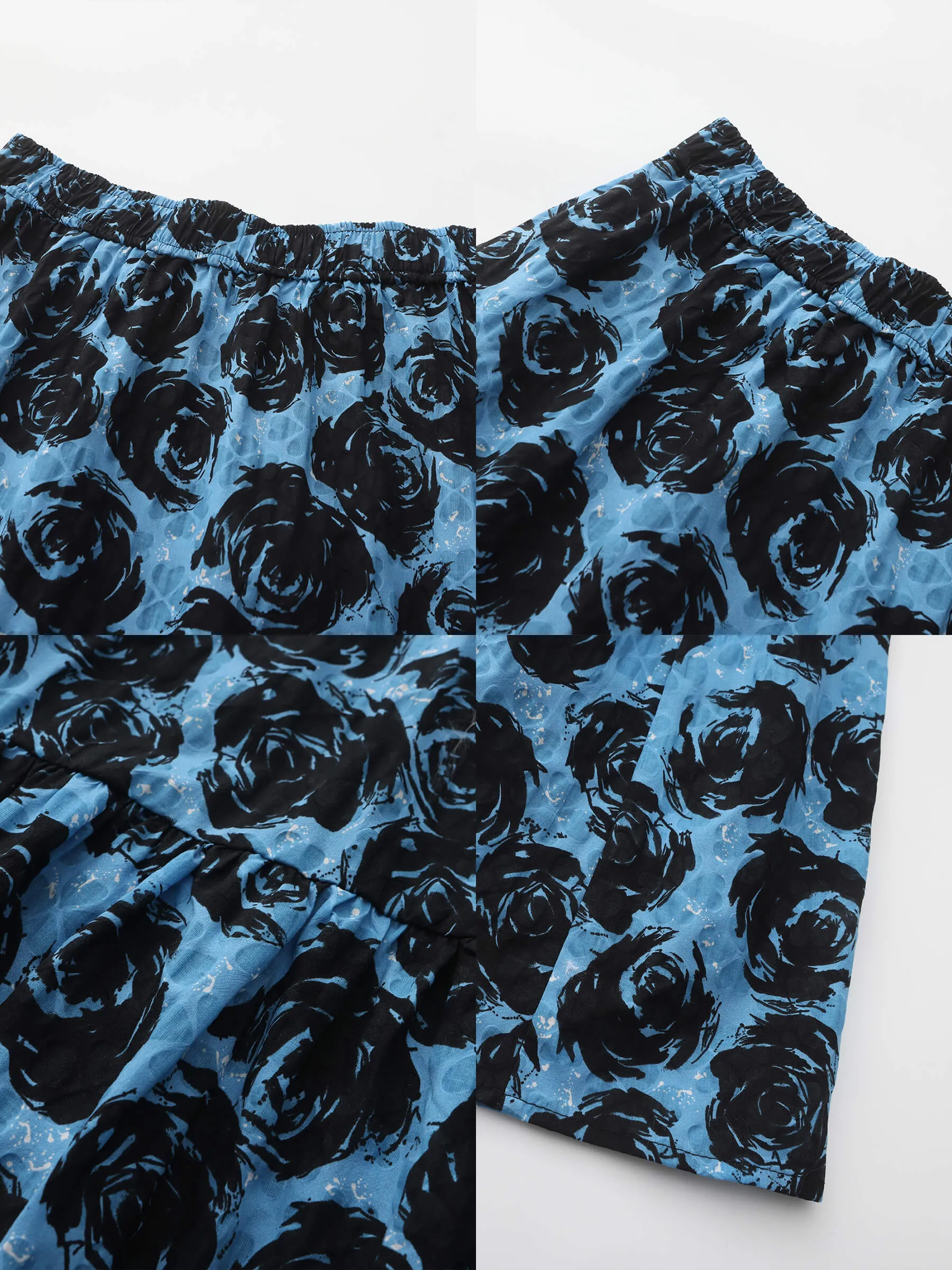 A-line Rose Print Cotton Skirt