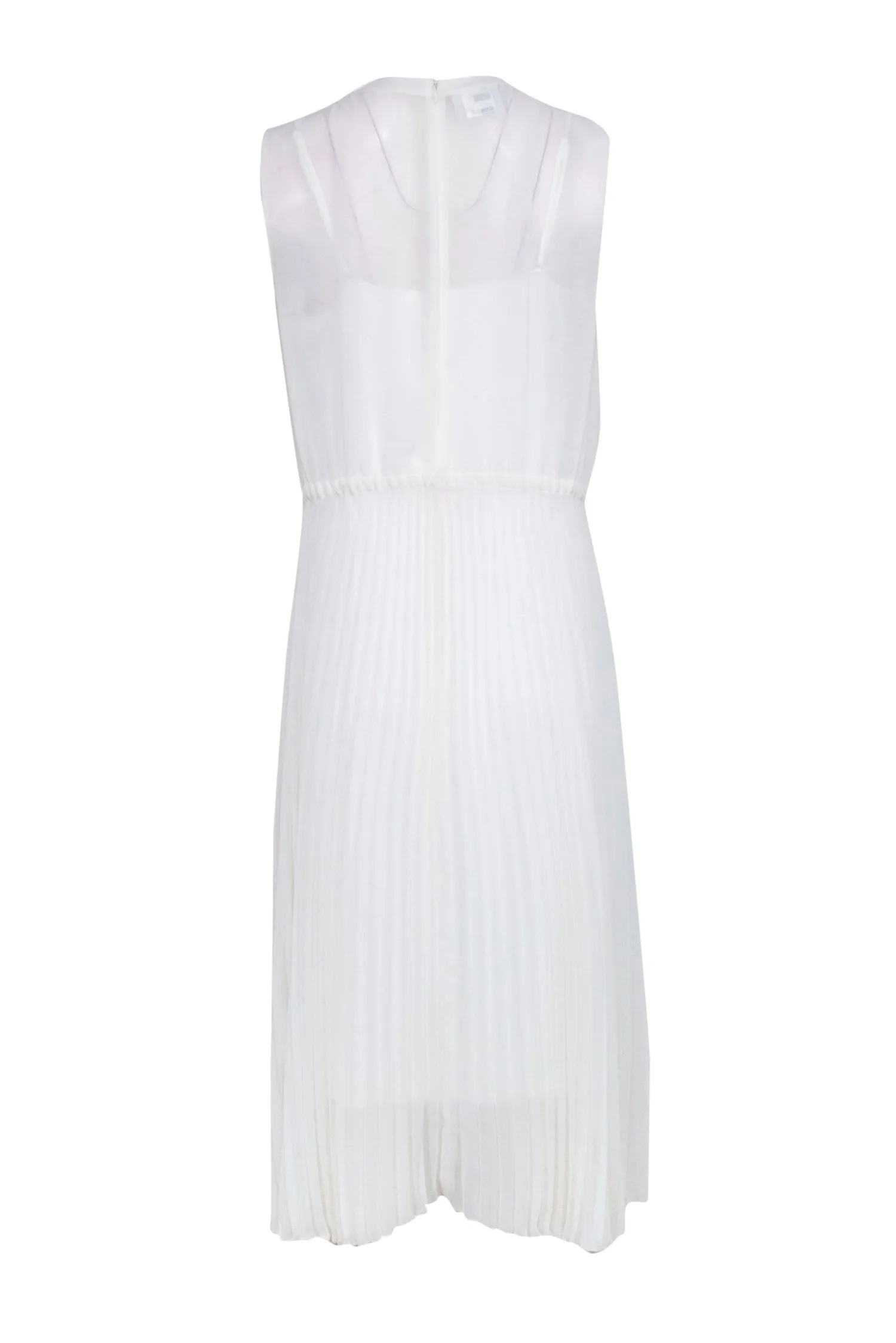 Akris Punto - Ivory Sleeveless Pleated Midi Dress Sz 12