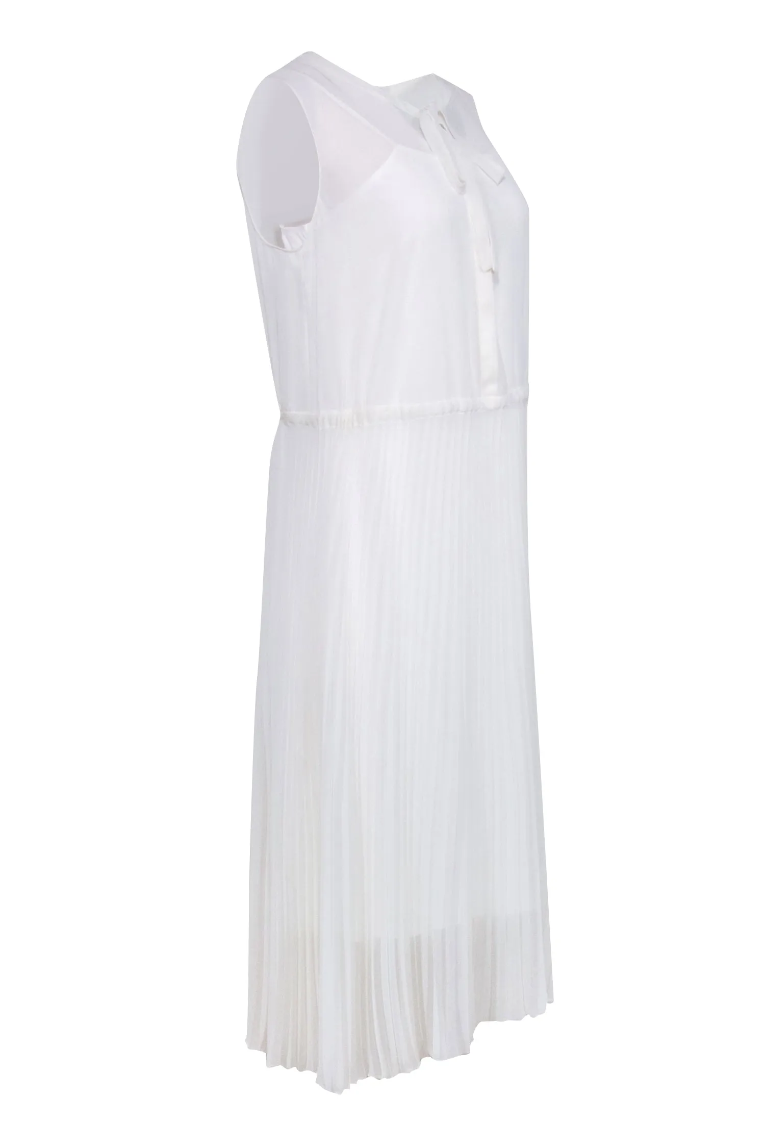 Akris Punto - Ivory Sleeveless Pleated Midi Dress Sz 12