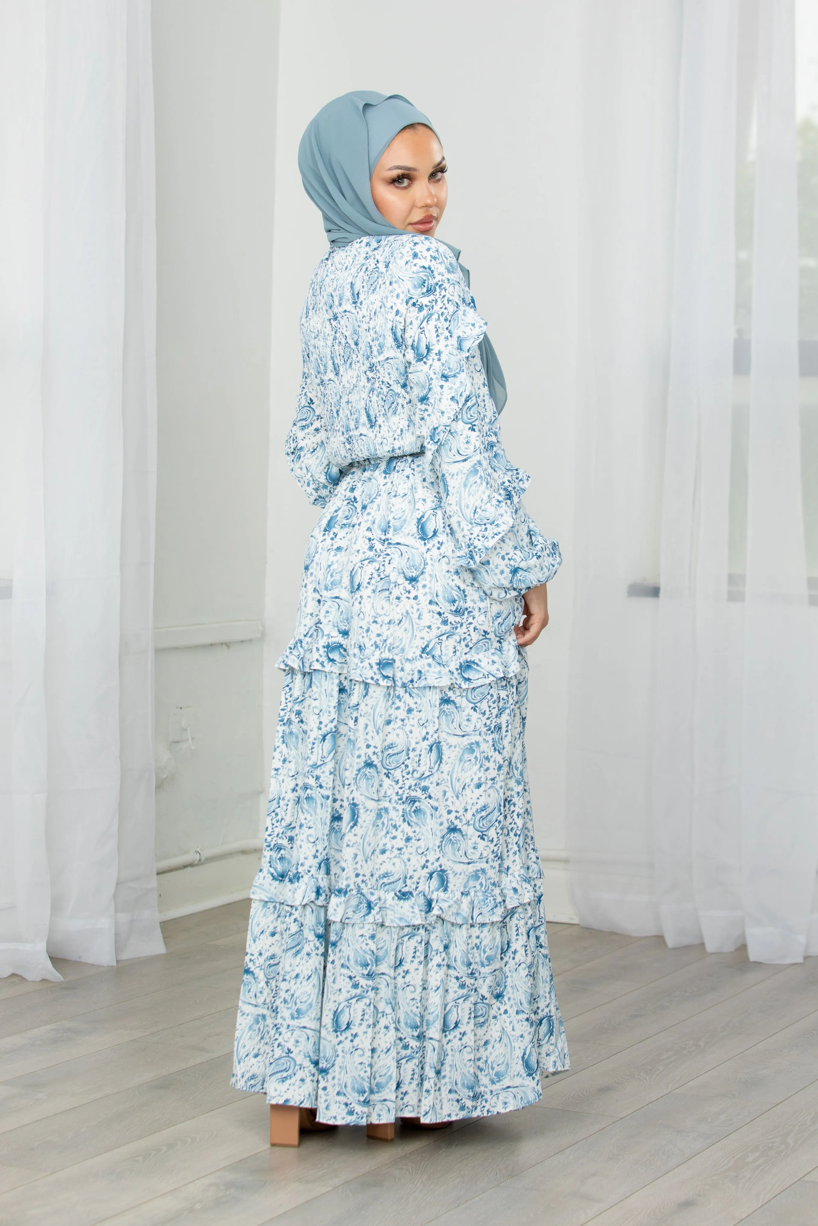 Amal Paisley Dress - Blue