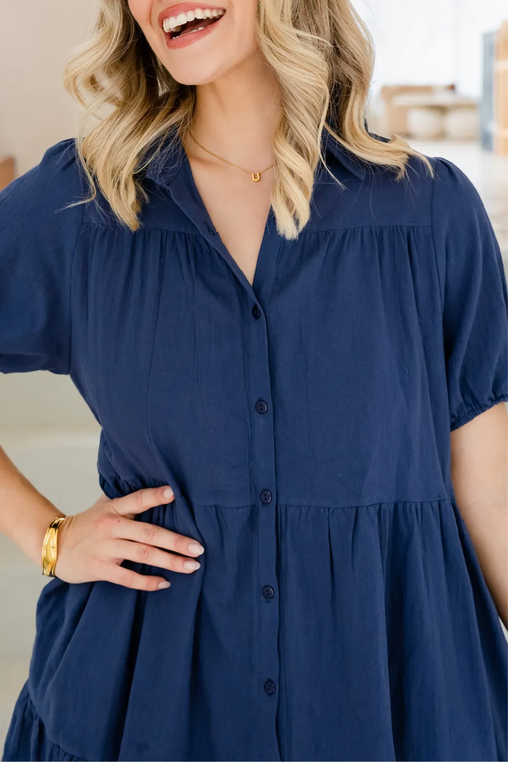 Anderson Short Sleeve Dress Navy