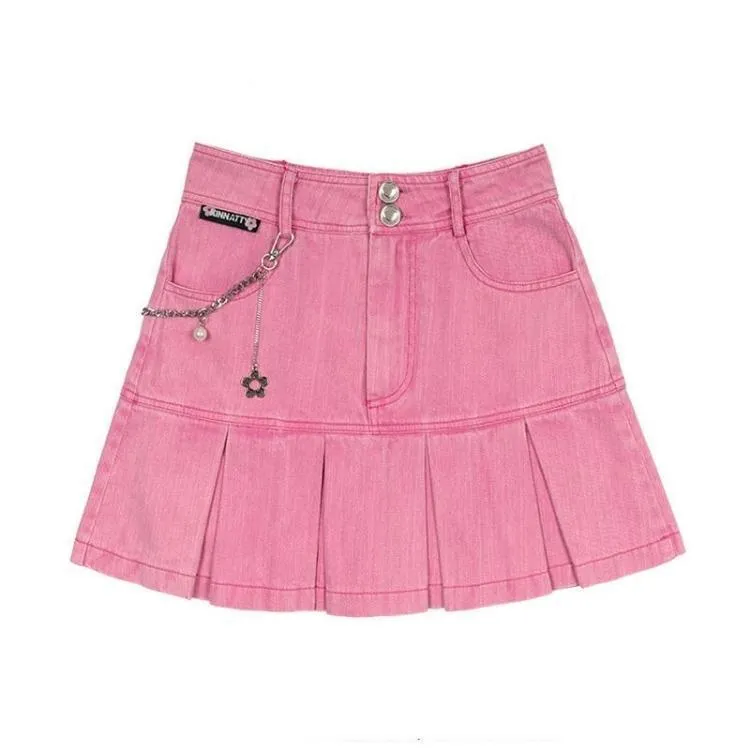 Barbie Pleated Denim Mini Skirt