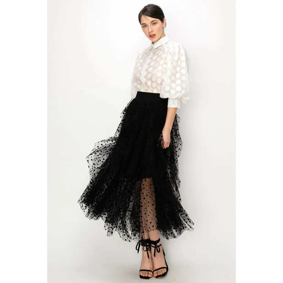 Black Polka Dot Party Tulle Skirt