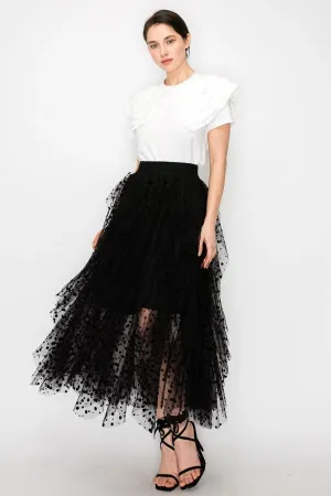 Black Polka Dot Party Tulle Skirt