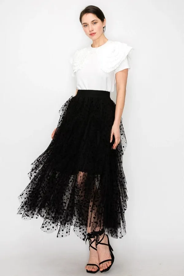 Black Polka Dot Party Tulle Skirt