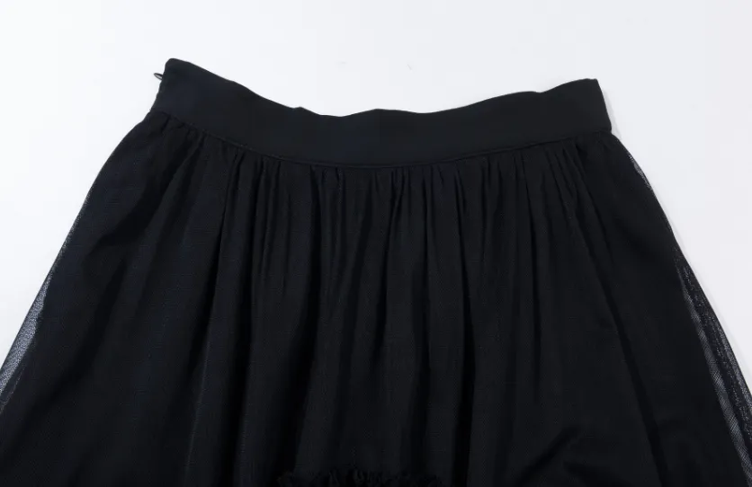 black skirt, dance skirt, tulle skirt, high low skirt, party skirt, boho skirt, summer skirt 1896#