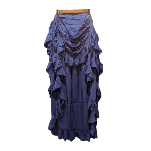 Blue Adjustable  High Low Ruffle Skirt