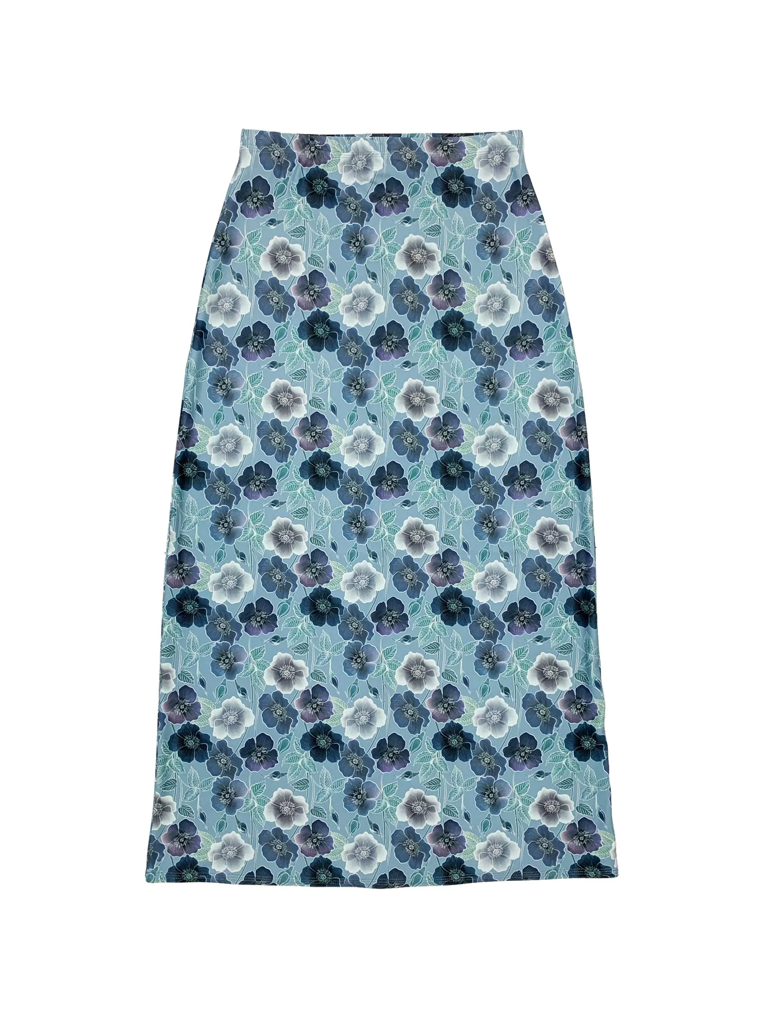 Blue Floral Maxi Swim Skirt