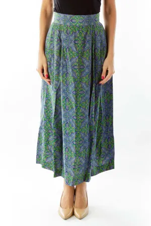 Blue Green Printed Skirt