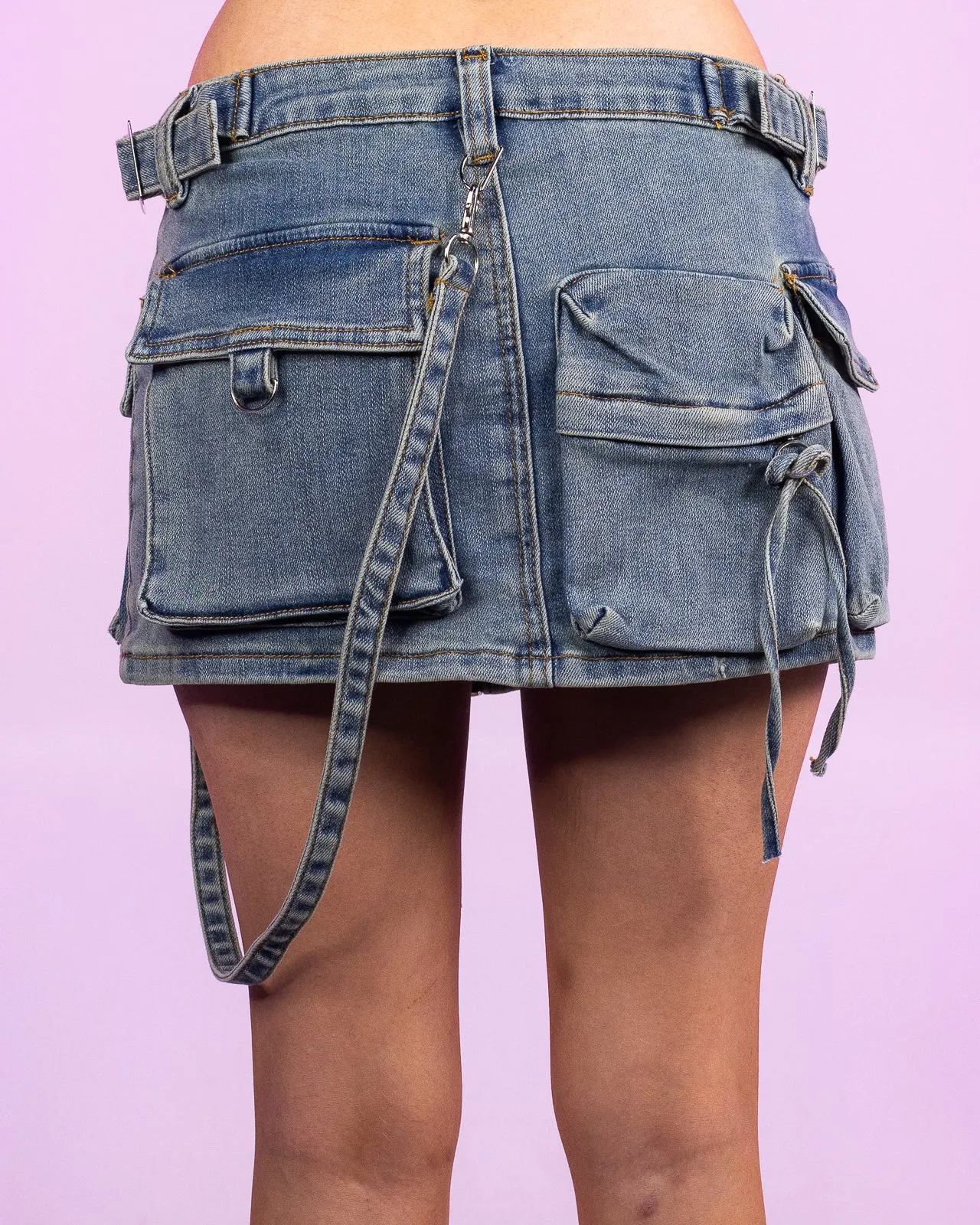 Blue Wash Denim Micro Skirt