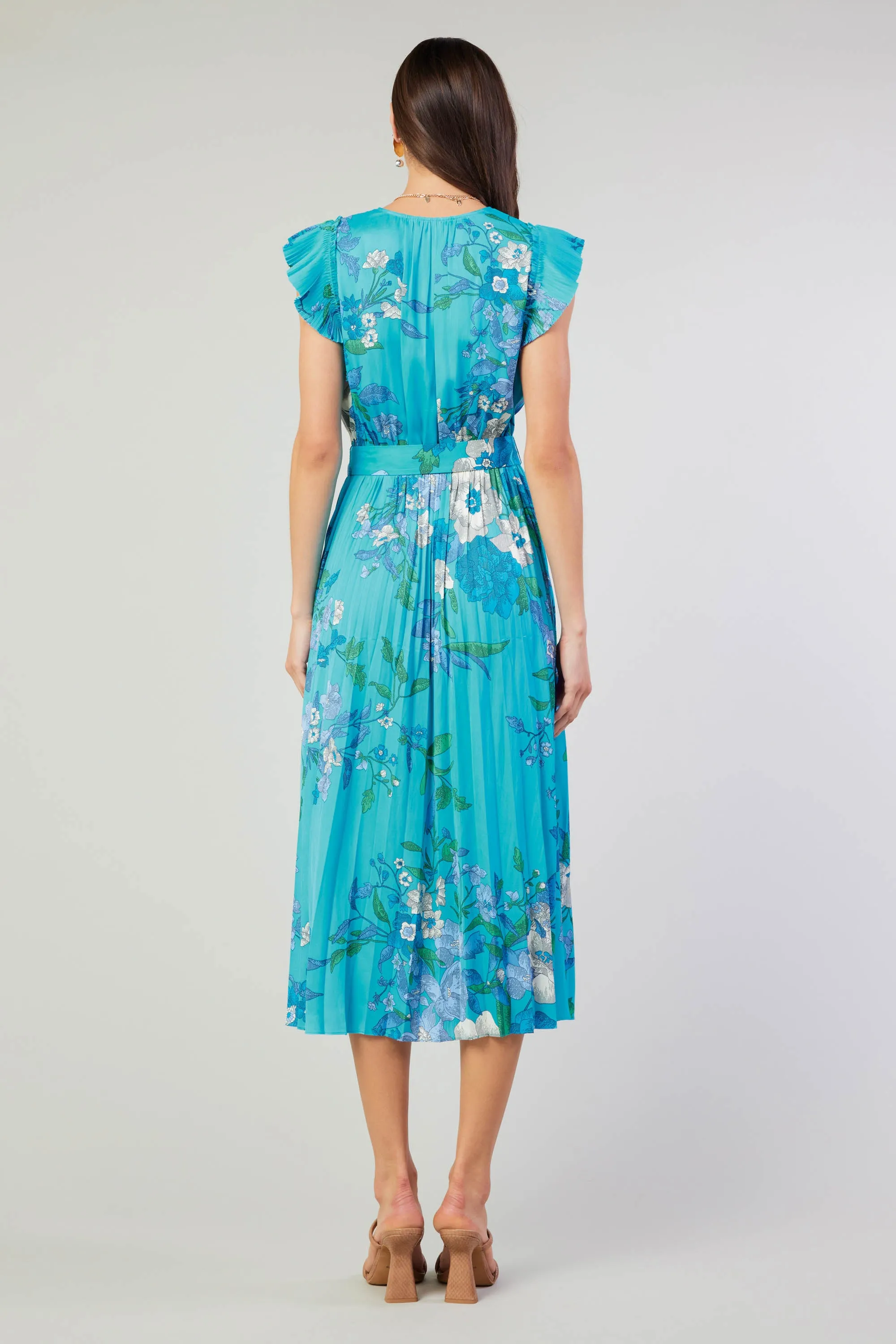 Botanical Pleated Midi Dress