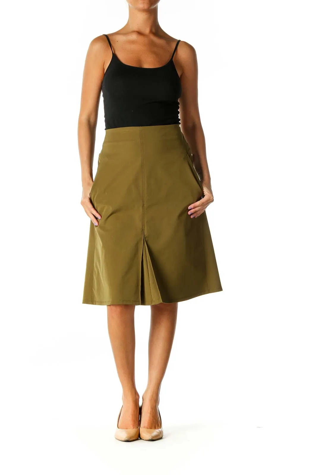 Brown Solid Brunch A-Line Skirt