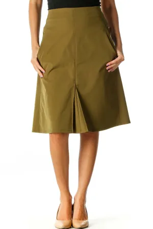 Brown Solid Brunch A-Line Skirt