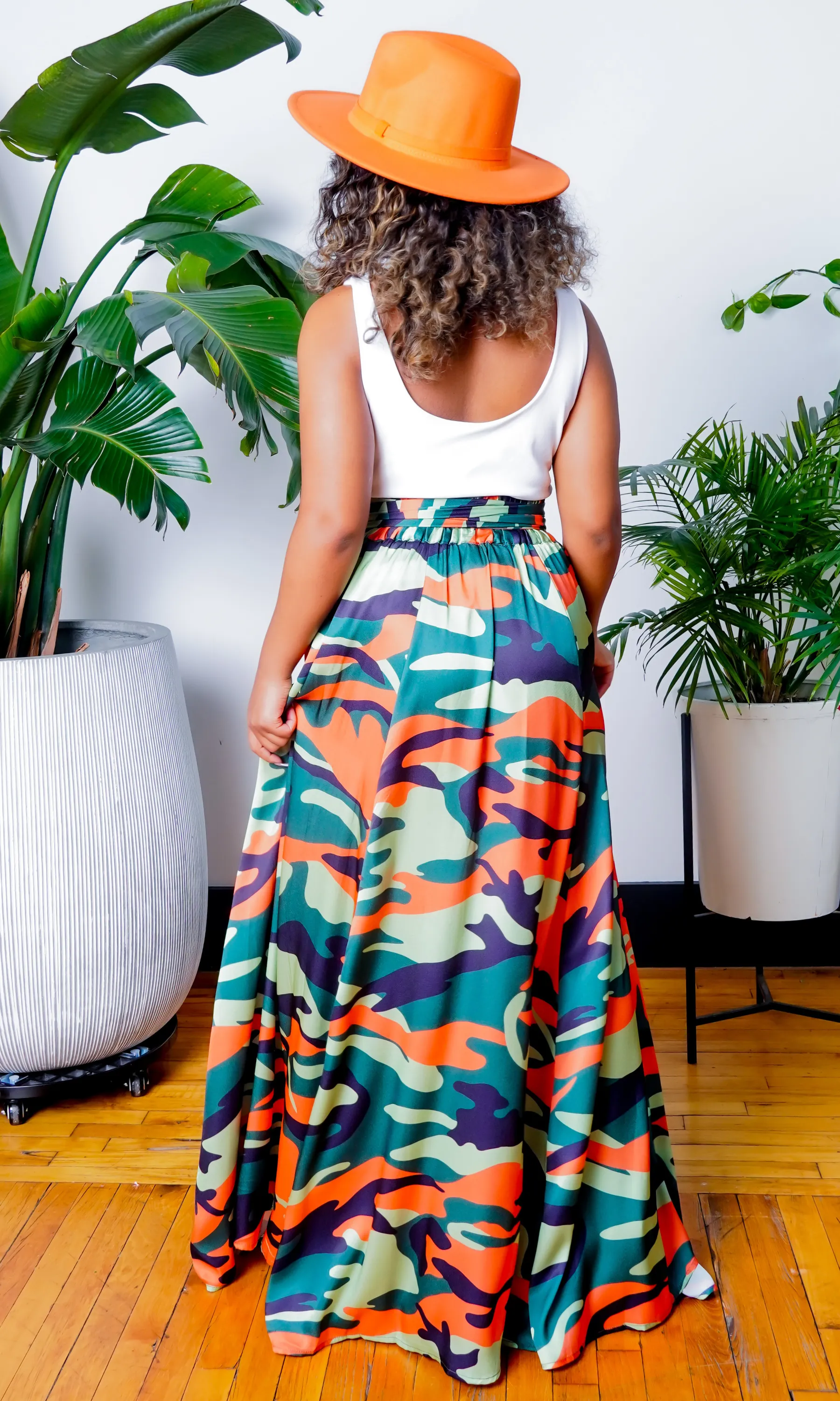 Camo Green Multi Printed Maxi Skirt