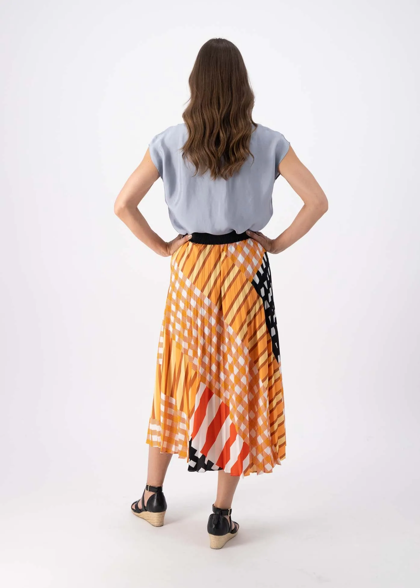 Central Park Pleated Skirt Orange