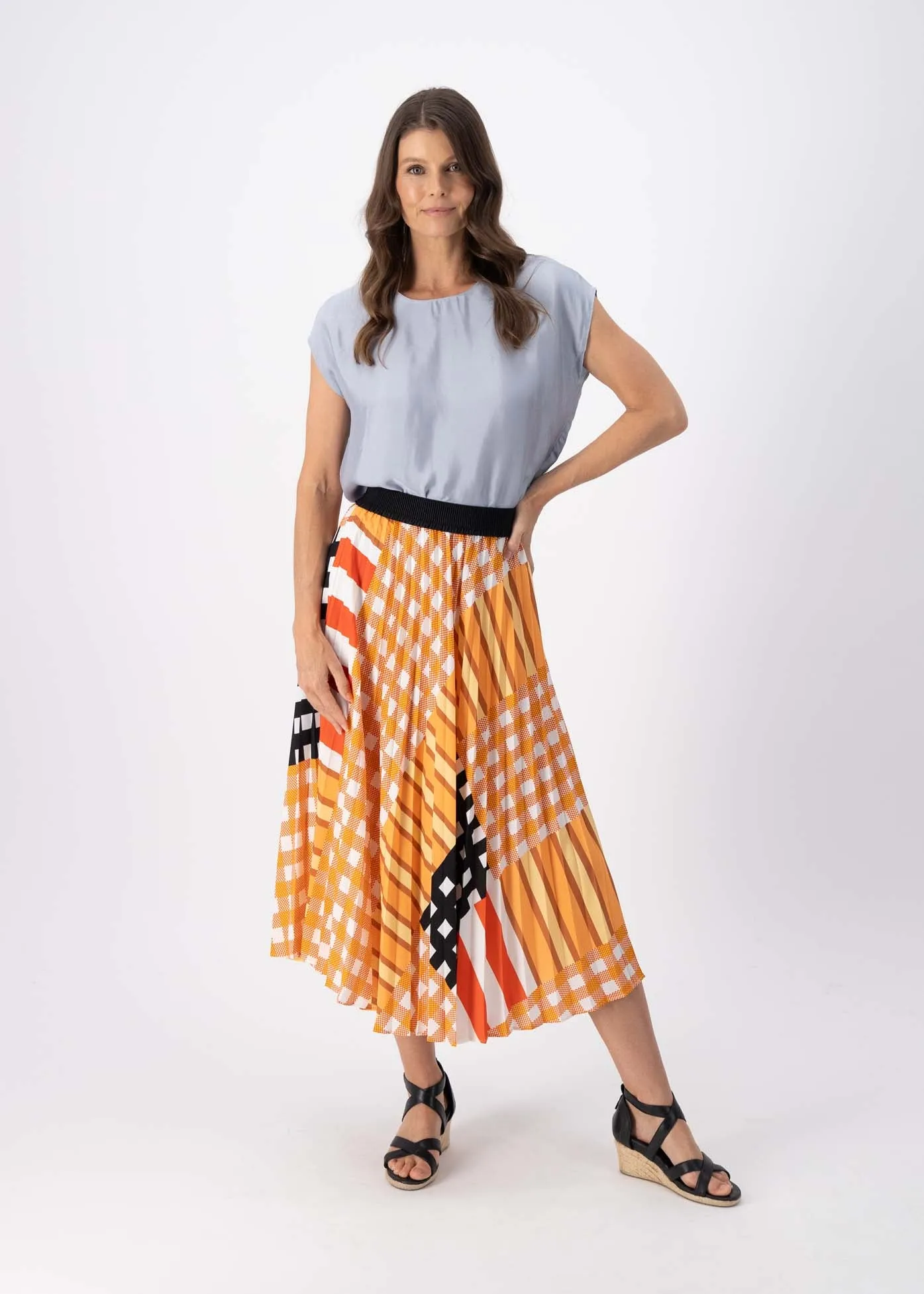 Central Park Pleated Skirt Orange