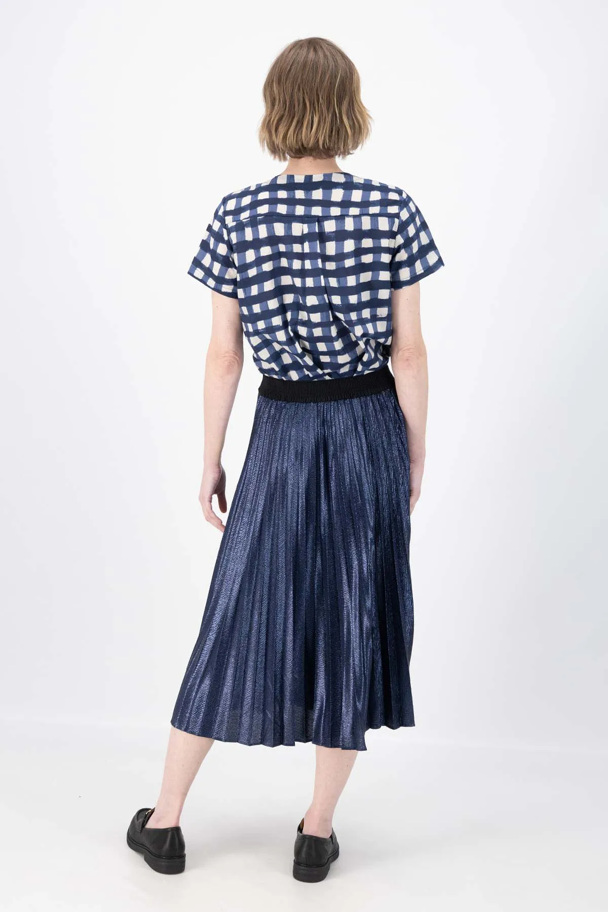 Champagne Pleat Skirt Navy