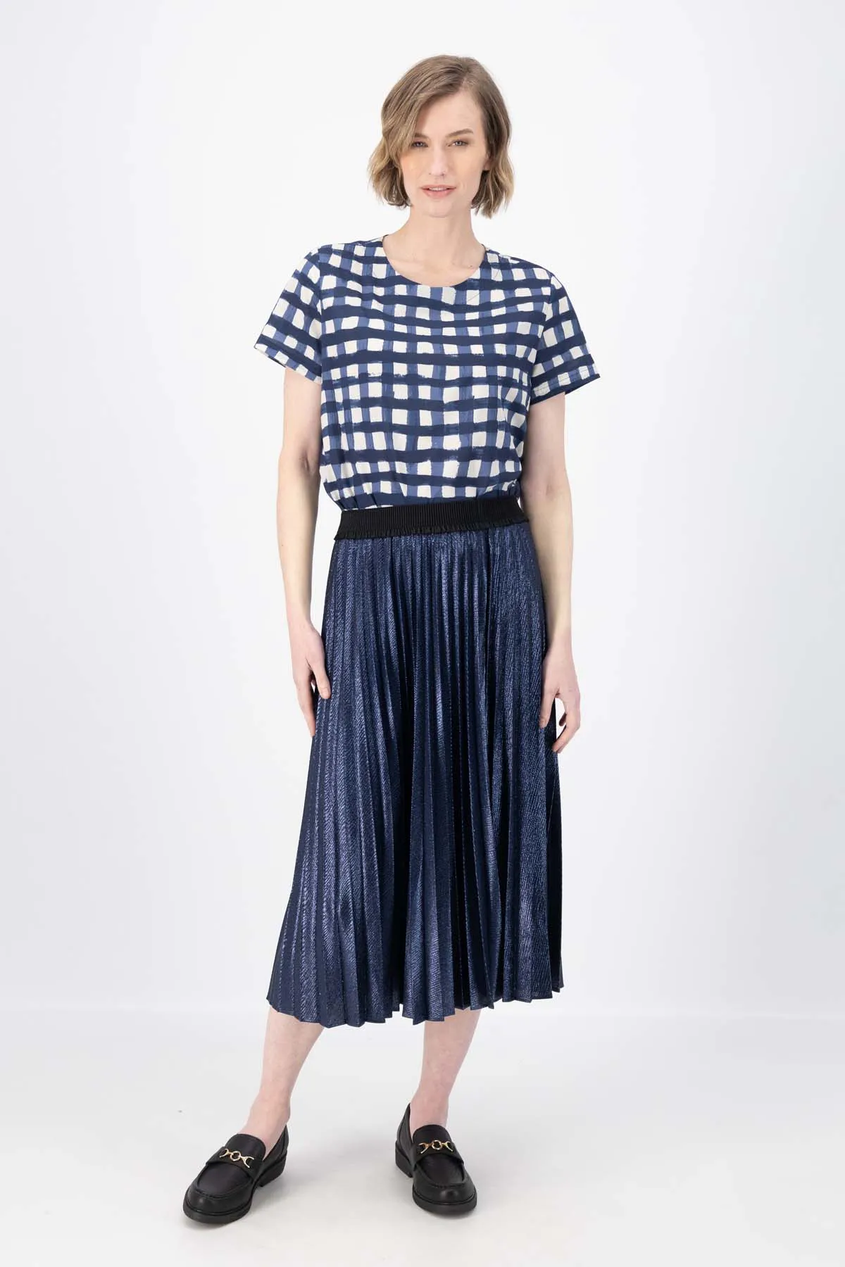 Champagne Pleat Skirt Navy