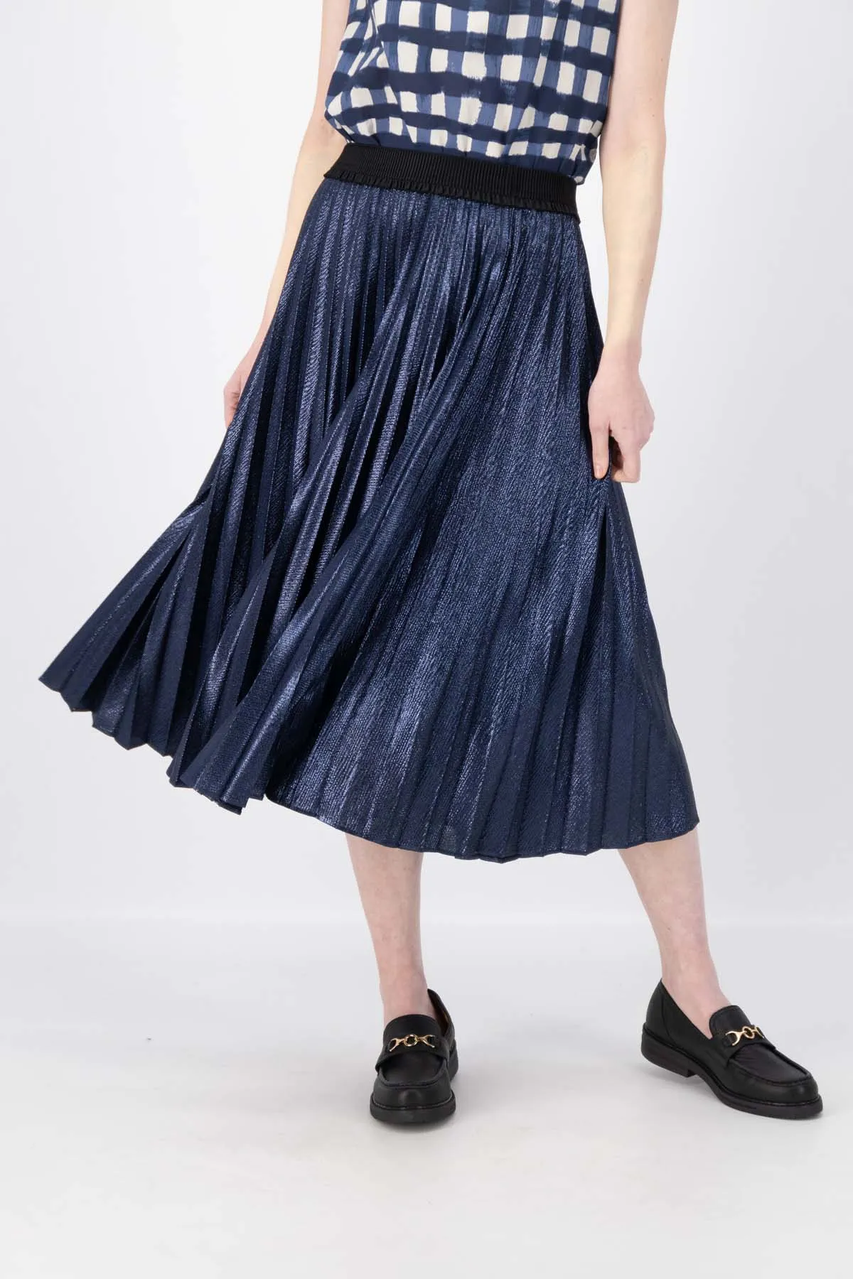 Champagne Pleat Skirt Navy