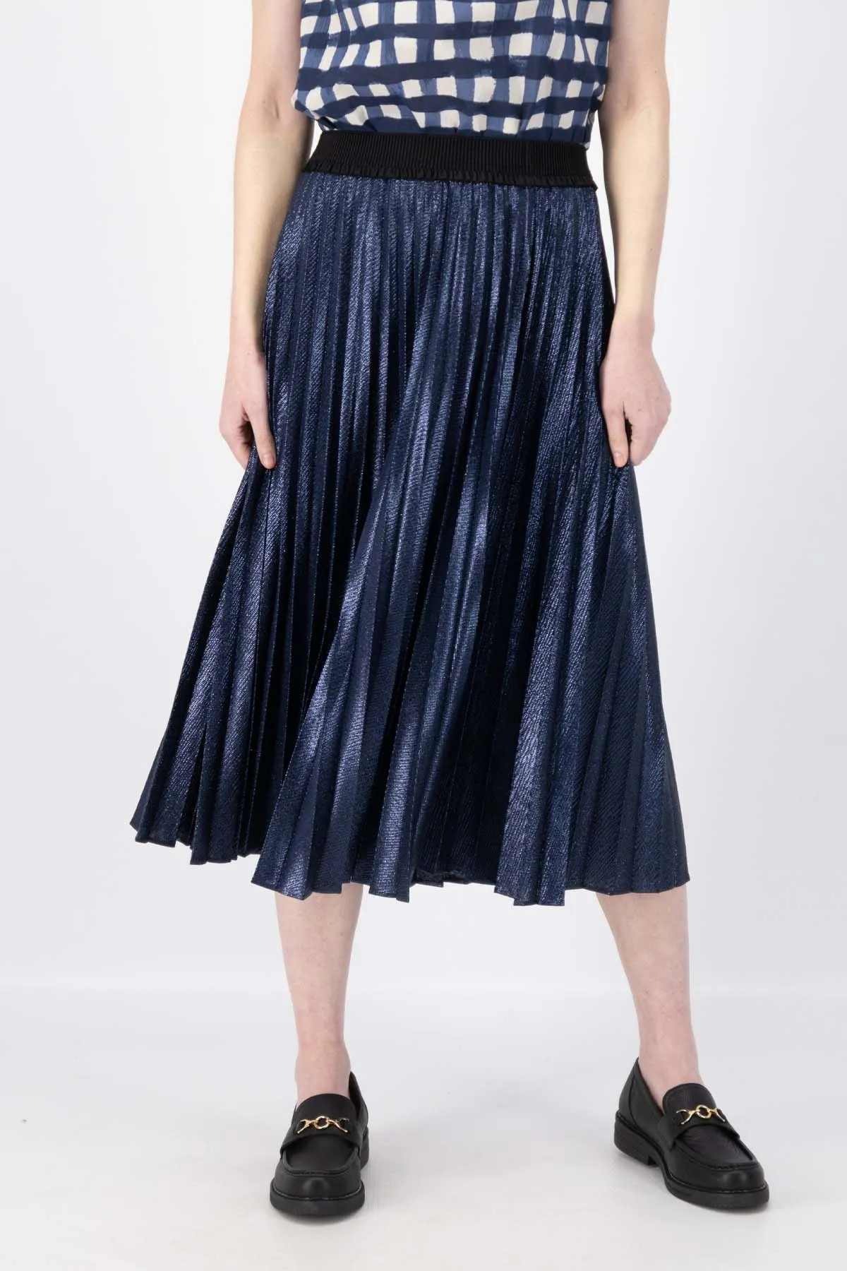 Champagne Pleat Skirt Navy