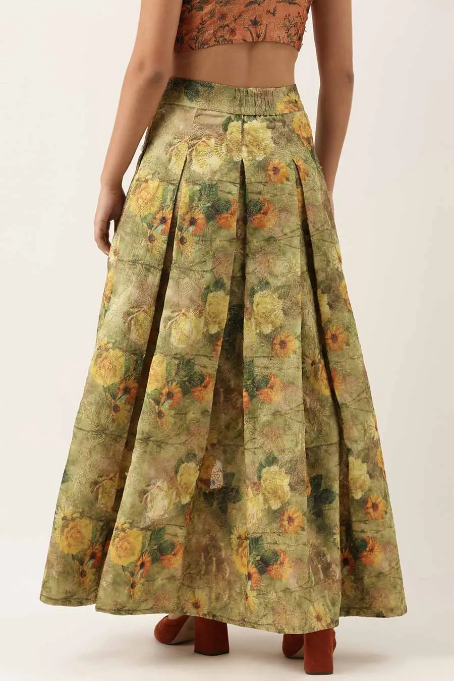 Chanderi High-Low Embroidered Skirt