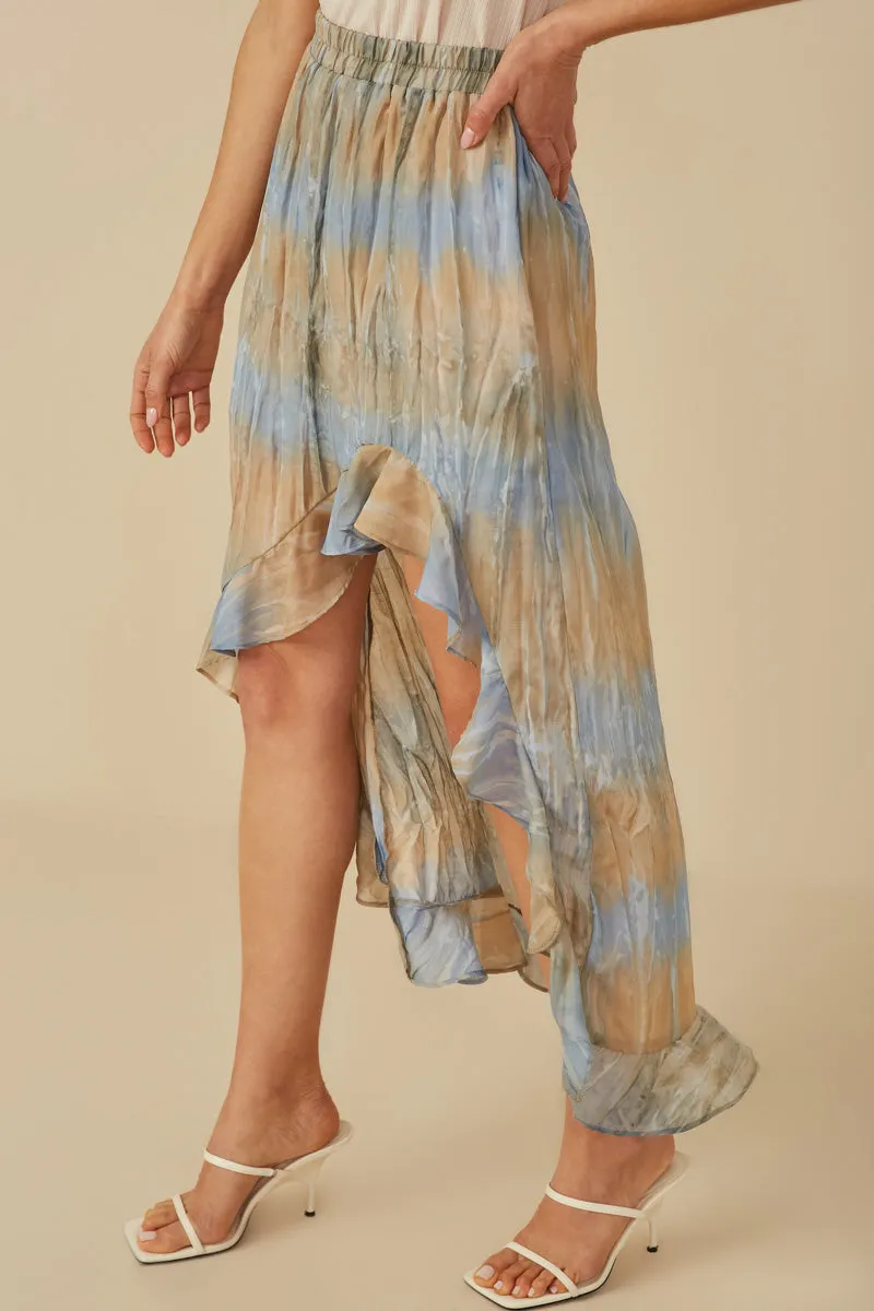 Crinkle Textured Asymmetric High Low Skirt