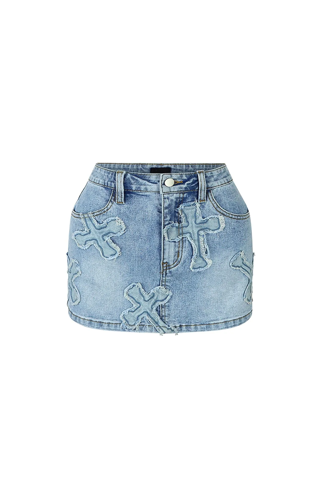 Cross Your Mind Light Denim Mini Skirt