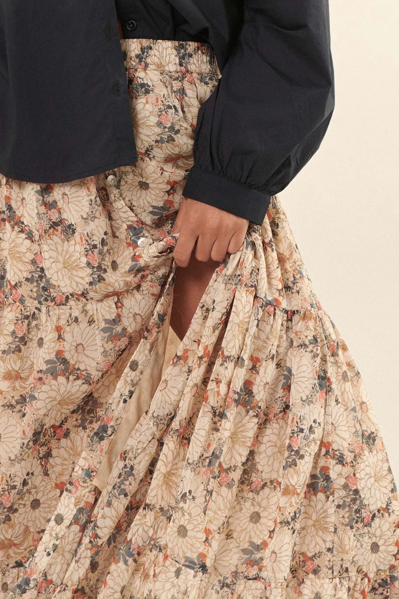 Embrace the Day Tiered Floral Maxi Skirt