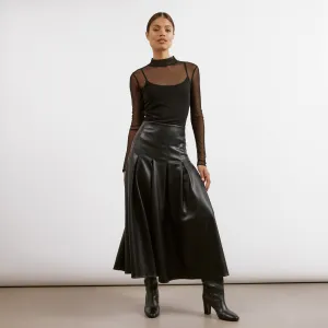 Faux Leather Midi Skirt