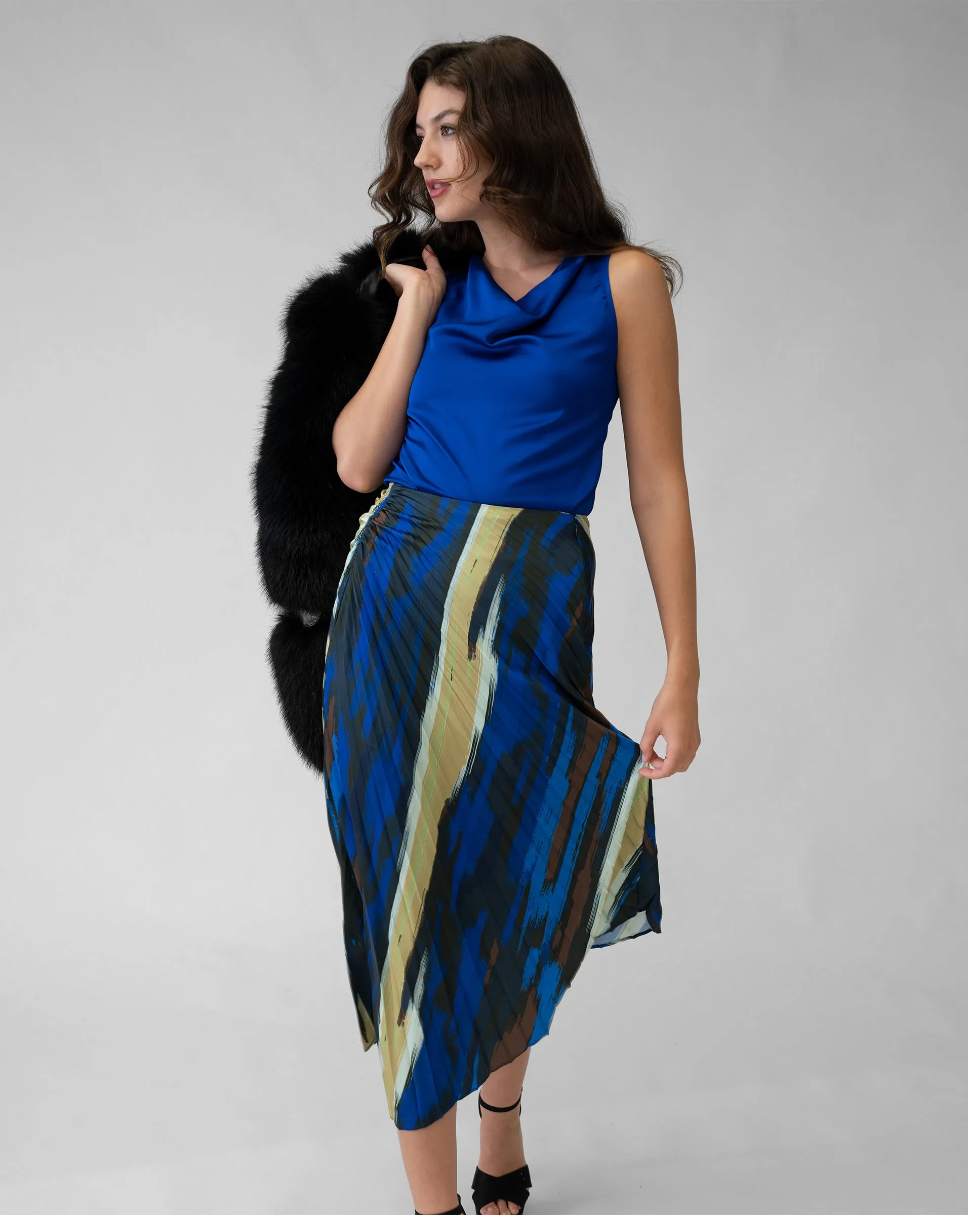 FINAL SALE - Satin Pleated Skirt