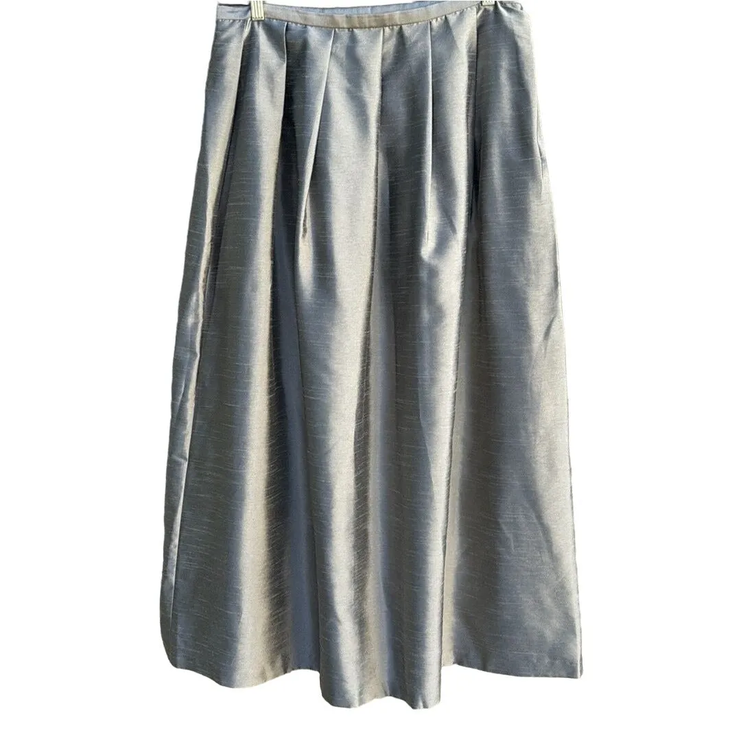 First Issue Liz Claiborne Women's Silver Formal Pleated Full Midi Skirt Size 16