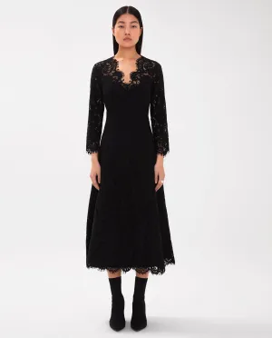 Flared Midi Lace Dress