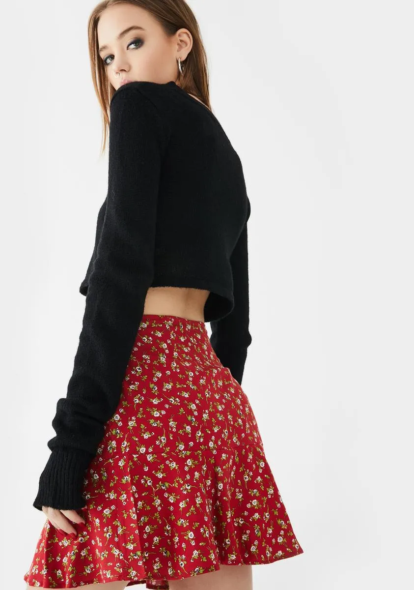 Floral Red Gaelle Skater Skirt