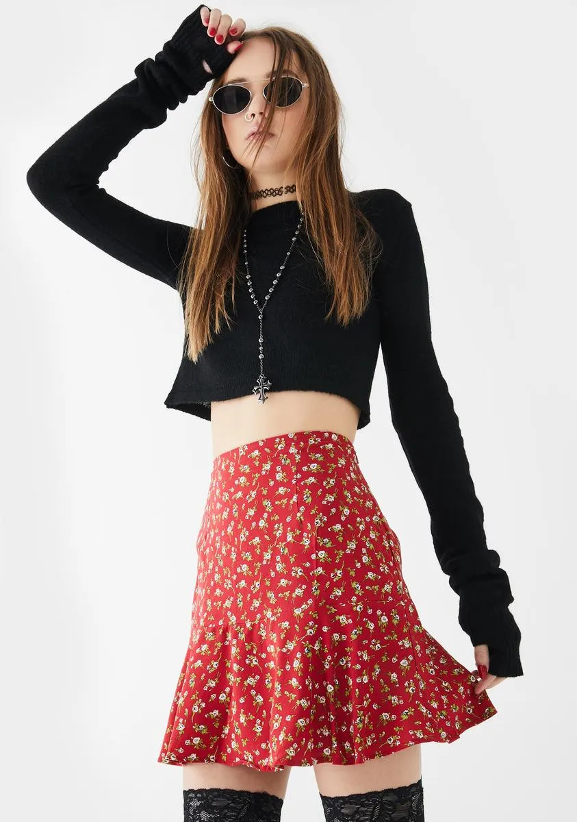 Floral Red Gaelle Skater Skirt