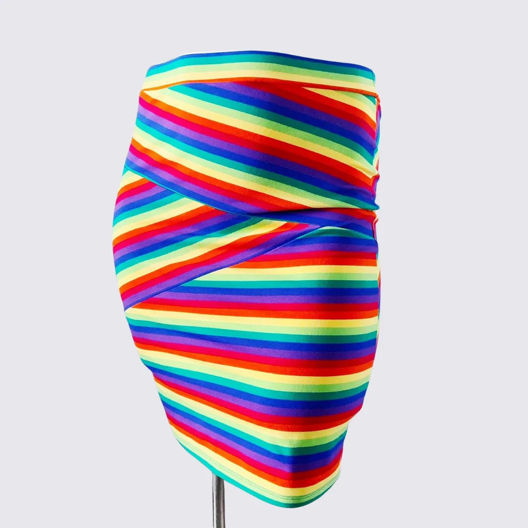 Fractured Linear Pencil Skirt - Rainbow