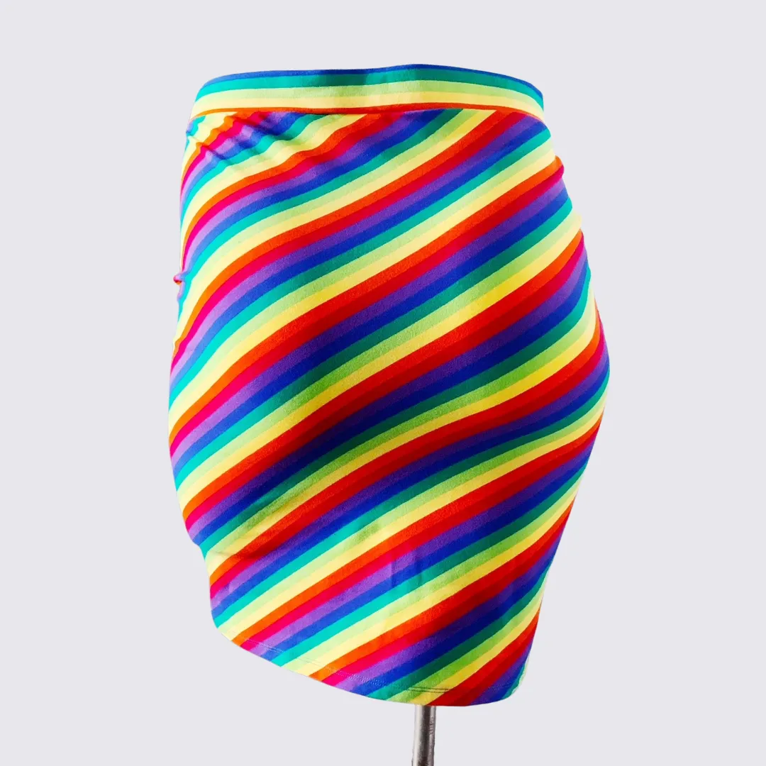 Fractured Linear Pencil Skirt - Rainbow