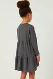 Girls Buttoned Long Sleeve Waffle Knit Dress