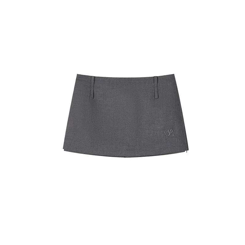 Gray Wrap A-Line Skirt