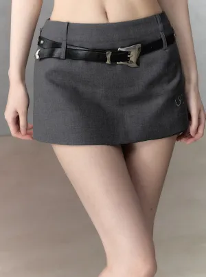 Gray Wrap A-Line Skirt