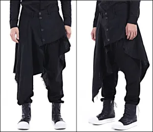 Harem Casual Jersey Pants with Wrap Skirt Panelled Flare Wrap Skirt Kilt