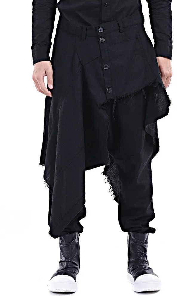 Harem Casual Jersey Pants with Wrap Skirt Panelled Flare Wrap Skirt Kilt