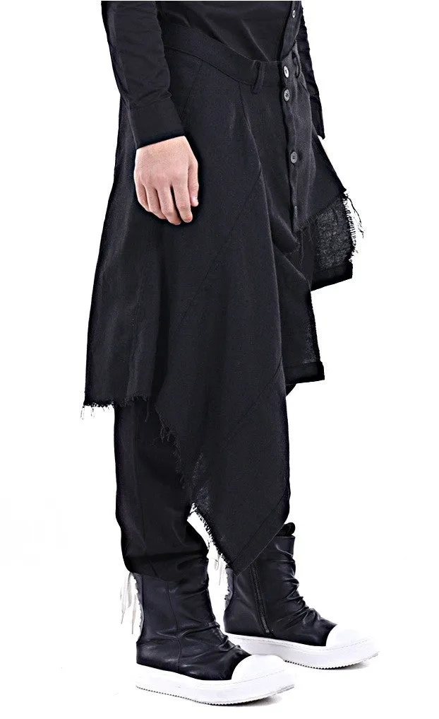 Harem Casual Jersey Pants with Wrap Skirt Panelled Flare Wrap Skirt Kilt