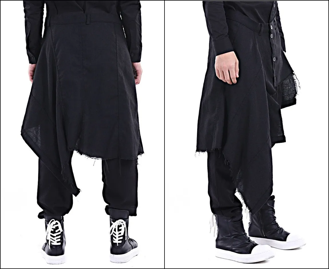 Harem Casual Jersey Pants with Wrap Skirt Panelled Flare Wrap Skirt Kilt