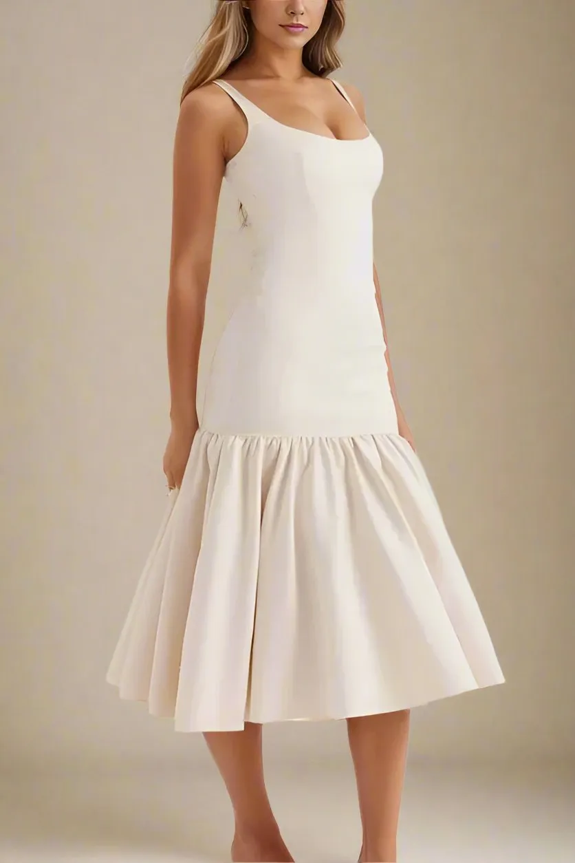 Harriet Bodycon Midi Dress - Pearl White