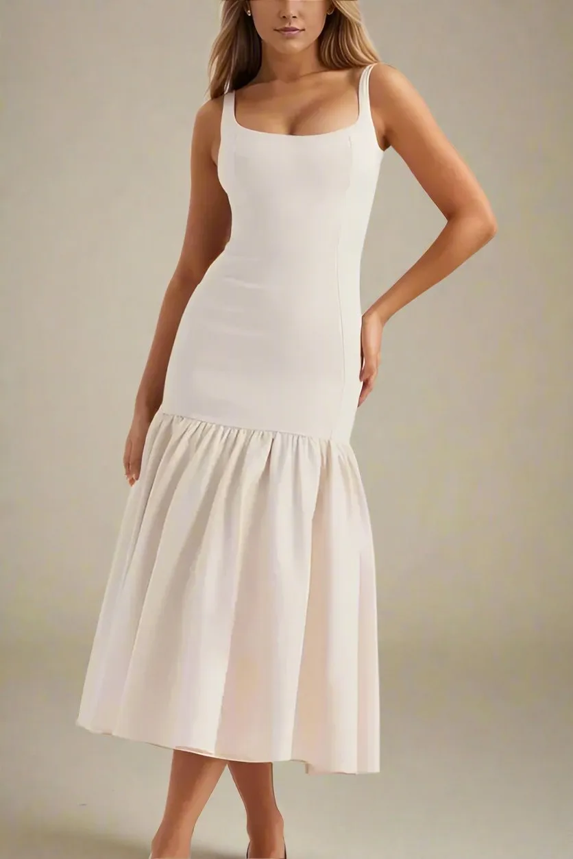 Harriet Bodycon Midi Dress - Pearl White