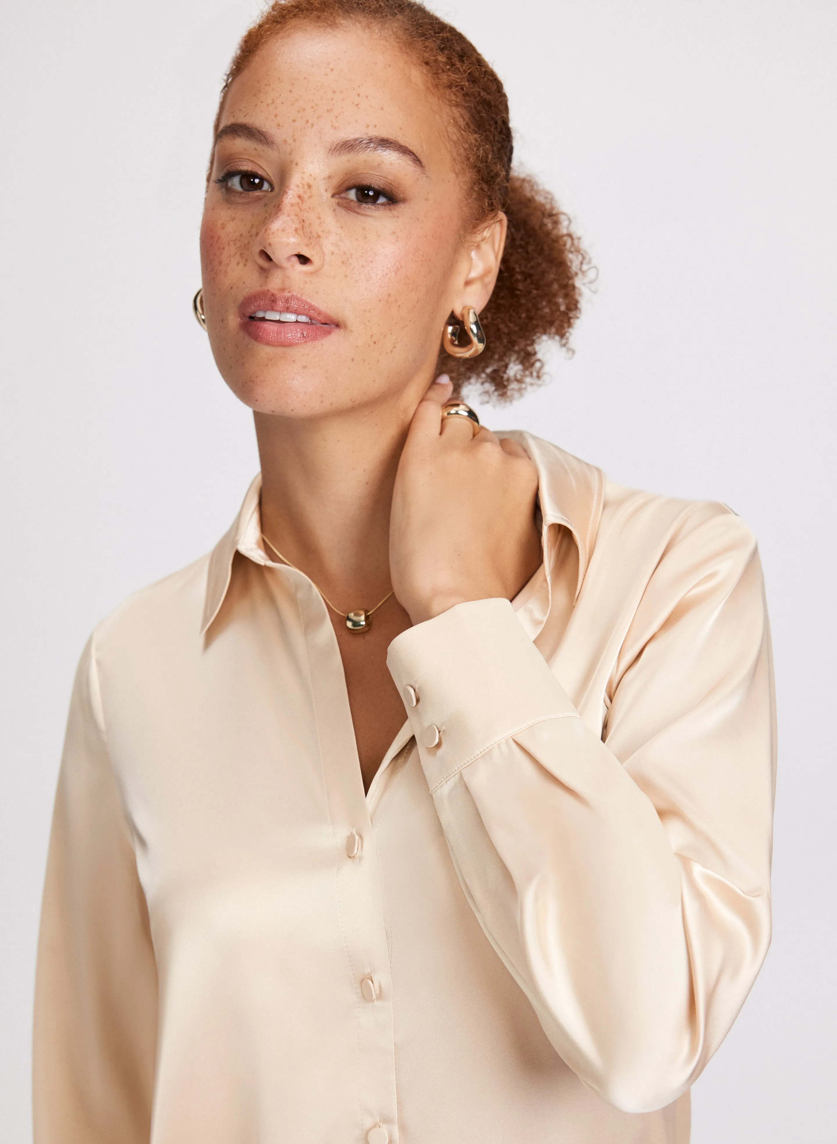 High-Low Satin Blouse