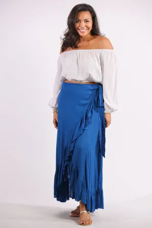 Honey Maxi Wrap Skirt in Atlantic