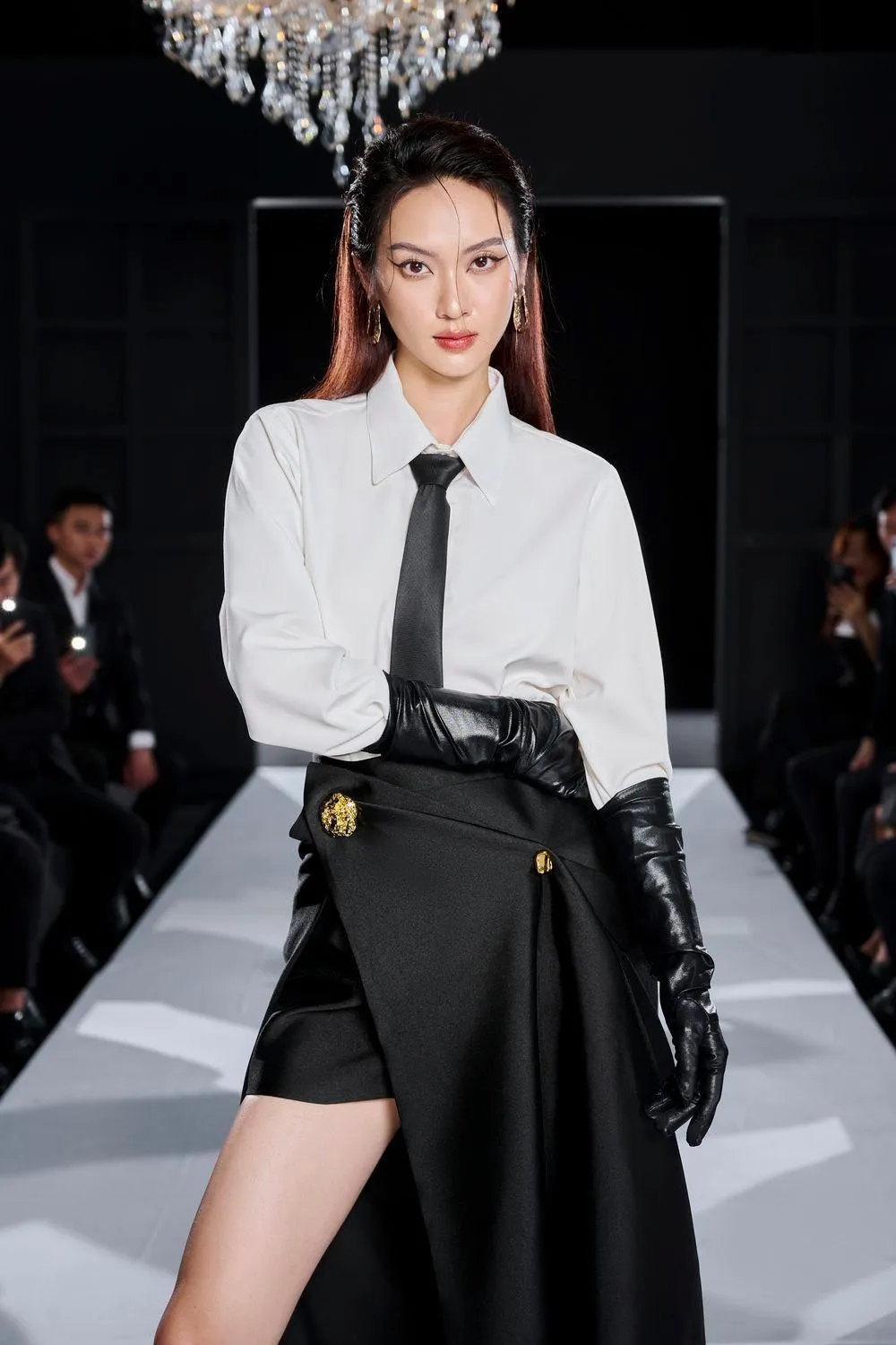 Human Asymmetric Side Slit Taffeta High-low Skirt